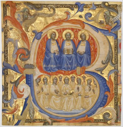 Treenigheten i en innledende B, sannsynligvis 1387. av Master of the Codex Rossiano