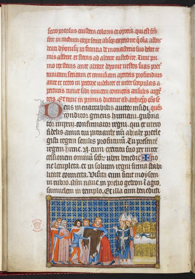 Cotton Tiberius B. VIII f.47v Kongen fjerner ytterplaggene sine, illustrasjon fra 