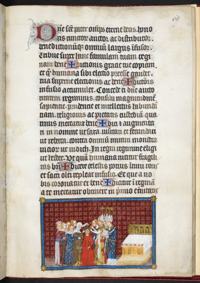 Cotton Tiberius B. VIII f.70r Baroner som opprettholder dronningens krone, fra 