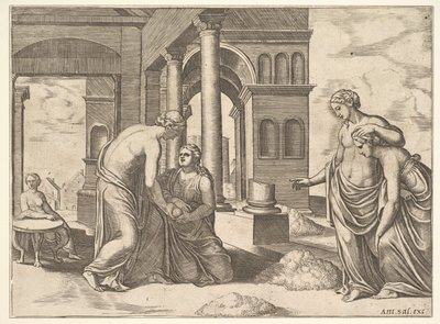 Plate 22: Venus beordret Psyche til å sortere en haug med korn, fra 