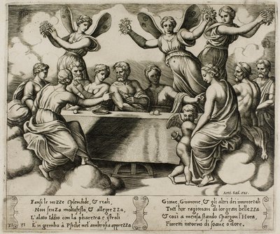 Gudene som feirer bryllupet til Psyche og Amor av Master of the Die