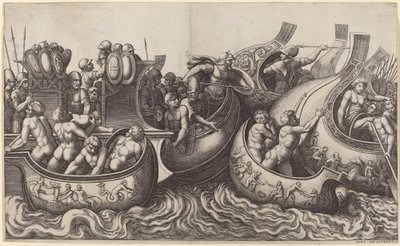 Sjøslag av Master of the Die after Giulio Romano