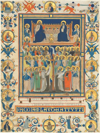 Kristus og jomfruen på tronen med førti hellige av Master of the Dominican Effigies