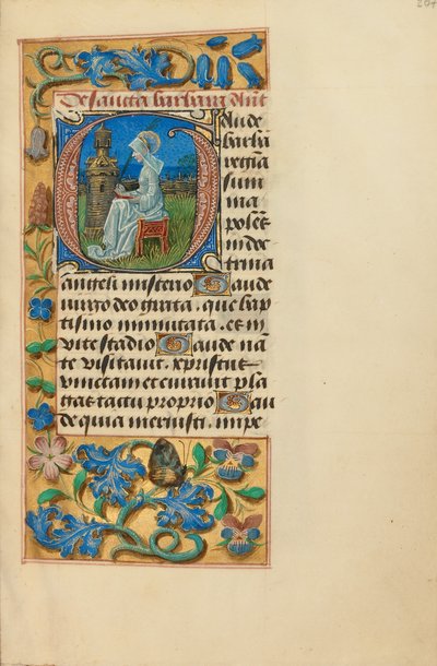 Initial G: Sankt Barbara av Master of the Dresden Prayer Book