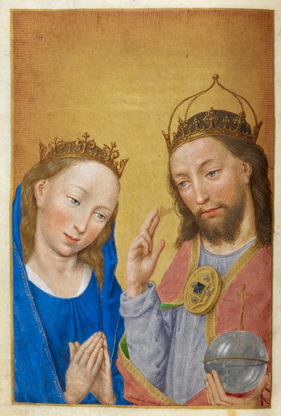 Kristus og jomfru Maria. av Master of the Dresden Prayer Books