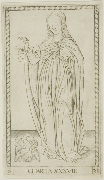 Charity, plate 38 fra Genii and Virtues av Master of the E-Series Tarocchi