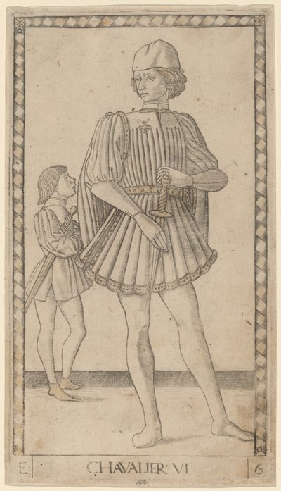 Chavalier (ridder) av Master of the E Series Tarocchi