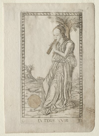 Euterpe-musikk, lyrisk poesi fra Tarocchi-serien D..., før 1467. av Master of the E Series Tarocchi
