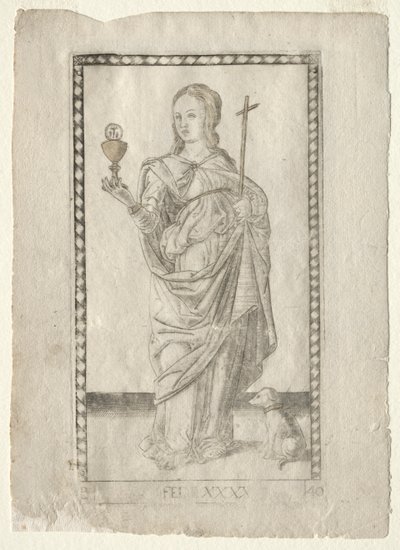 Faith from the Tarocchi, serie B: Cosmic Principles & Virtues, #40, før 1467. av Master of the E Series Tarocchi