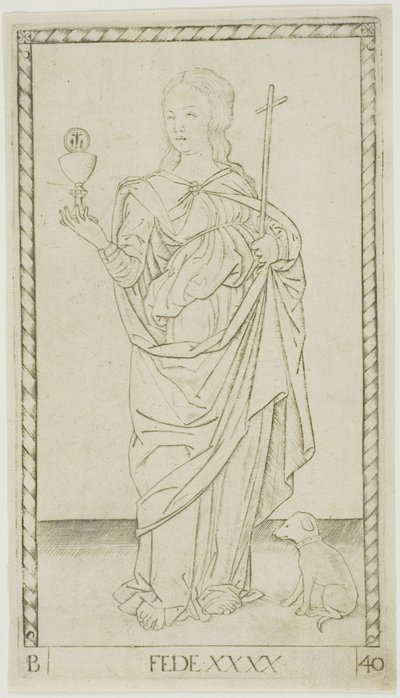 Faith plate 40 fra Genii and Virtues av Master of the E-Series Tarocchi