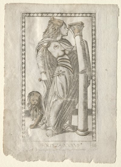 Forteza fra Tarocchi, serie B: Cosmic Principles & Virtues, #36, før 1467. av Master of the E-Series Tarocchi