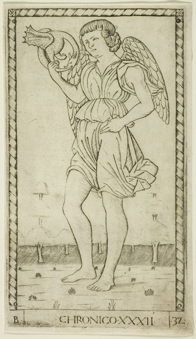 Genius of Time, plate 32 fra Genii and Virtues av Master of the E-Series Tarocchi