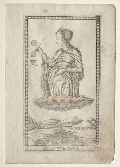 Geometri fra Tarocchi, serie C: Liberal Arts, #24, før 1467. av Master of the E Series Tarocchi