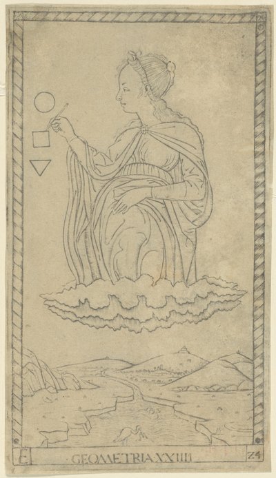 Geometri, plate 24 fra Arts and Sciences av Master of the E Series Tarocchi