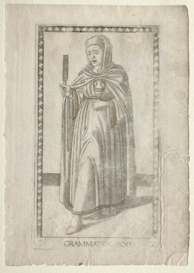 Grammatikk fra Tarocchi, serie C: Liberal Arts, #21, før 1467. av Master of the E-Series Tarocchi