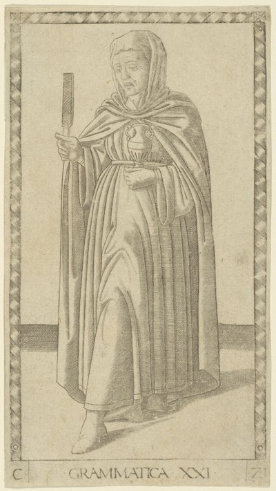 Grammatikk, plate 21 fra Arts and Sciences av Master of the E Series Tarocchi