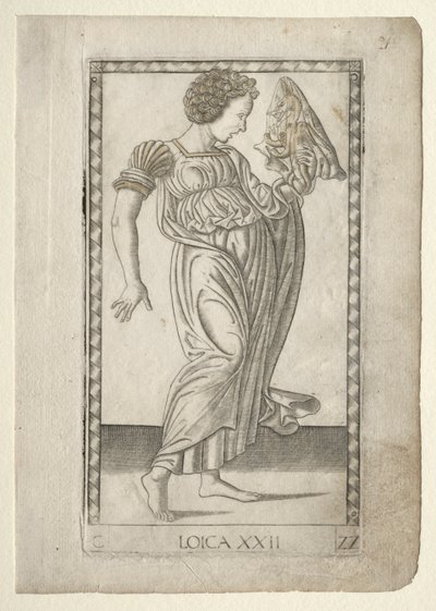 Logikk fra Tarocchi, serie C: Liberal Arts, #22, før 1467. av Master of the E Series Tarocchi