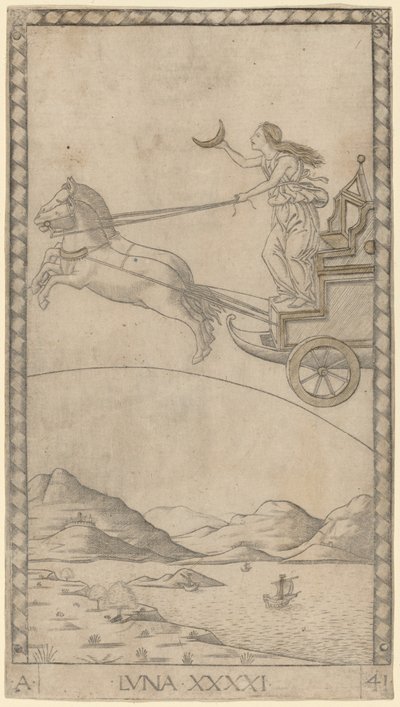 Luna (månen) av Master of the E Series Tarocchi