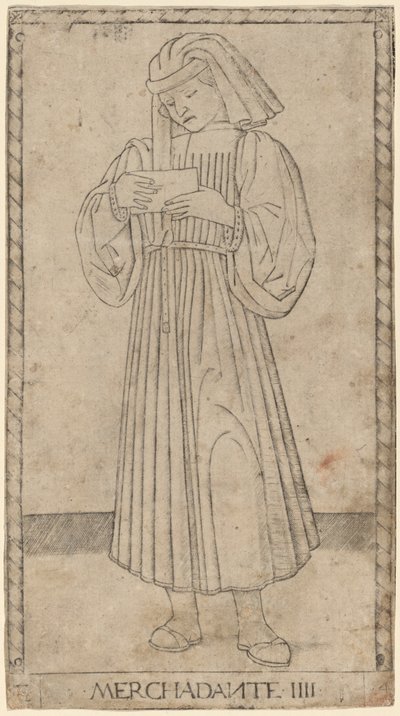 Merchandante (kjøpmann) av Master of the E Series Tarocchi