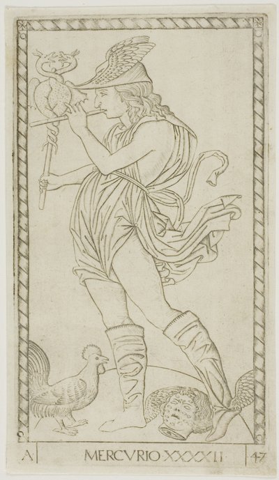 Mercury, plate 42 fra Planets and Spheres av Master of the E Series Tarocchi