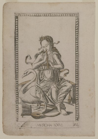 Musikk fra Tarocchi, serie C: Liberal Arts, #26, før 1467. av Master of the E Series Tarocchi