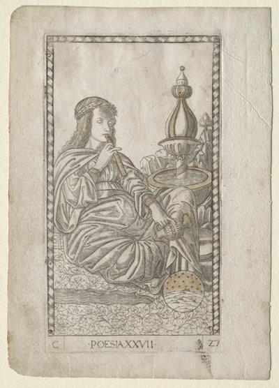 Poesi fra Tarocchi, serie C: Liberal Arts, #27, før 1467. av Master of the E Series Tarocchi