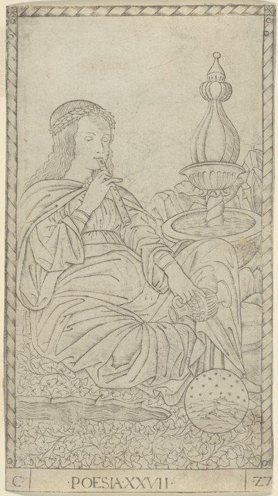 Poesi, plate 27 fra Arts and Sciences av Master of the E Series Tarocchi