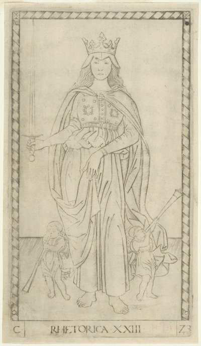 Retorikk, plate 23 fra Arts and Sciences av Master of the E Series Tarocchi