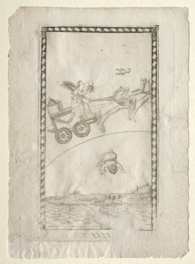 Sun from the Tarocchi, serie A: Firmaments of the Universe, #44, før 1467. av Master of the E-Series Tarocchi