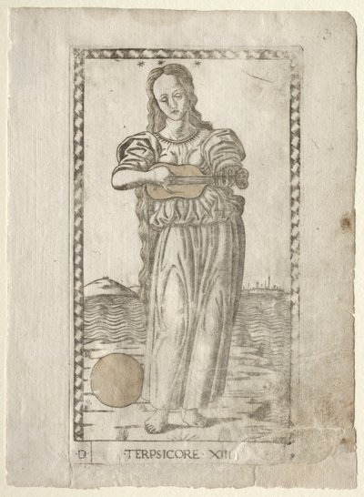 Terpsichore-dans og sang fra Tarocchi-serien D..., før 1467. av Master of the E Series Tarocchi