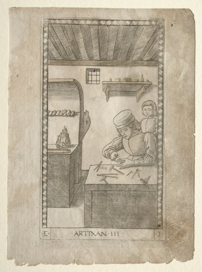 The Artisan from the Tarocchi, serie E: Conditions of Man, #3, før 1467. av Master of the E-Series Tarocchi