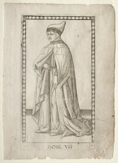 The Doge from the Tarocchi, serie E: Conditions of Man, #7, før 1467. av Master of the E-Series Tarocchi
