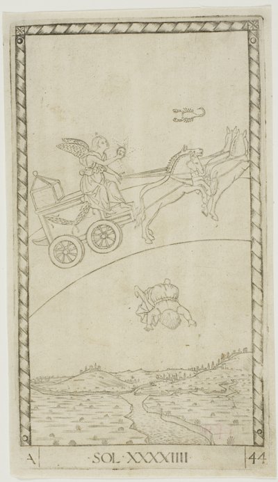The Sun, plate 44 fra Planets and Spheres av Master of the E-Series Tarocchi