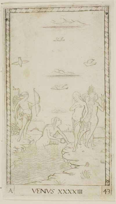 Venus, plate 43 fra Planets and Spheres av Master of the E-Series Tarocchi
