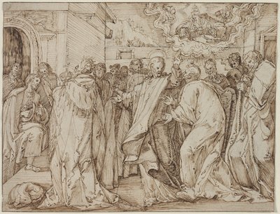 Lignelsen om hyllestpengene, ca. 15801600. av Master of the Egmont Albums
