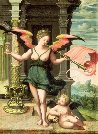 An Allegory of Fame (panel) av Master of the Female Half Lengths