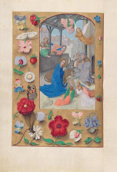 Hours of Queen Isabella the Catholic, Queen of Spain: Fol. 126v, fødsel, ca. 1500. av Master of the First Prayerbook of Maximillian
