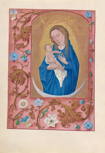 Hours of Queen Isabella the Catholic, Queen of Spain: Fol. 159v, Kvinne kledd i solen, c1500. av Master of the First Prayerbook of Maximillian