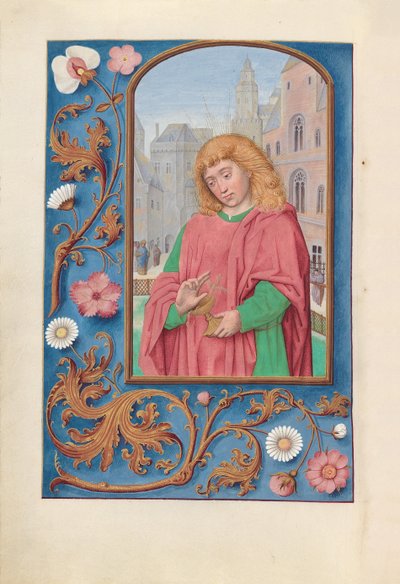 Hours of Queen Isabella the Catholic, Queen of Spain: Fol. 171, St. Johannes evangelisten, ca. 1500. av Master of the First Prayerbook of Maximillian