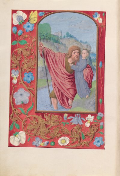 Hours of Queen Isabella the Catholic, Queen of Spain: Fol. 179v, St. Christopher, ca. 1500. av Master of the First Prayerbook of Maximillian
