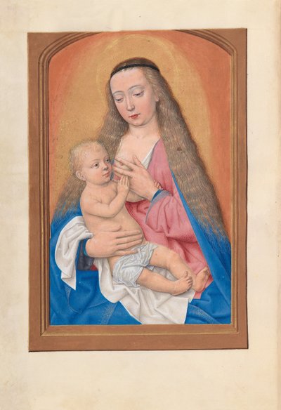 Hours of Queen Isabella the Catholic, Queen of Spain: Fol. 257v, Madonna og barn, ca. 1500. av Master of the First Prayerbook of Maximillian
