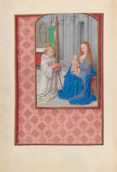 Hours of Queen Isabella the Catholic, Queen of Spain: Fol. 267v, Visjon av St. Bernard, ca. 1500. av Master of the First Prayerbook of Maximillian