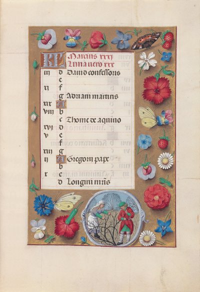 Hours of Queen Isabella the Catholic, Queen of Spain: Fol. 4r, mars, ca. 1500. av Master of the First Prayerbook of Maximillian