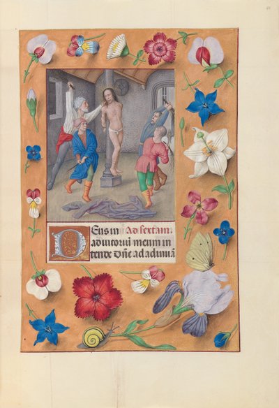 Hours of Queen Isabella the Catholic, Queen of Spain: Fol. 66r, Flagelering, ca. 1500. av Master of the First Prayerbook of Maximillian