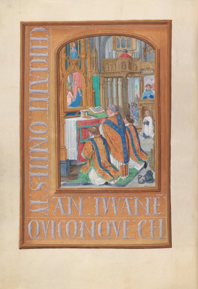 Hours of Queen Isabella the Catholic, Queen of Spain: Fol. 87v, Feiring av messen, ca. 1500. av Master of the First Prayerbook of Maximillian