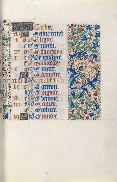 Timebok Bruk av Rouen: fol. 10r, c. 1470. av Master of the Geneva Latini