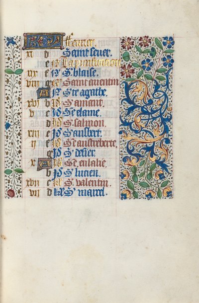 Timebok Bruk av Rouen: fol. 2r, c. 1470. av Master of the Geneva Latini