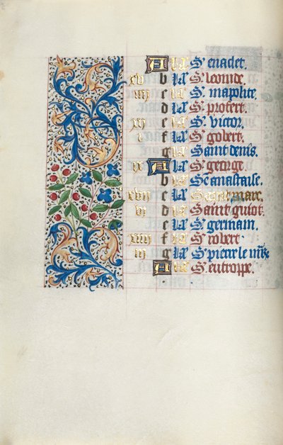 Timebok Bruk av Rouen: fol. 4v, c. 1470. av Master of the Geneva Latini