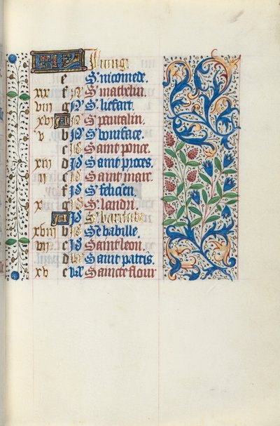 Timebok Bruk av Rouen: fol. 51r, c. 1470. av Master of the Geneva Latini