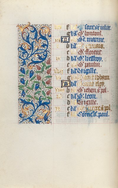 Timebok Bruk av Rouen: fol. 6v, c. 1470. av Master of the Geneva Latini